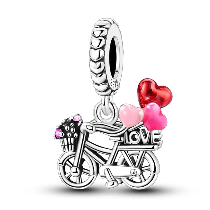 pangama jewelry charm love balloons on bicycle dangle charm 50051710681353